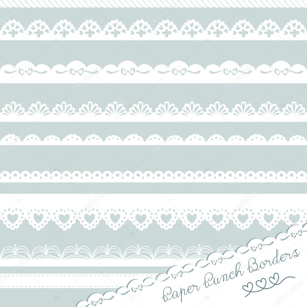 Set of hand-drawn Lace Paper Punch Borders