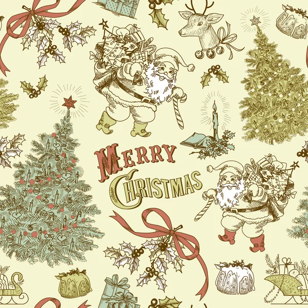 Vintage Christmas seamless pattern — Stock Vector