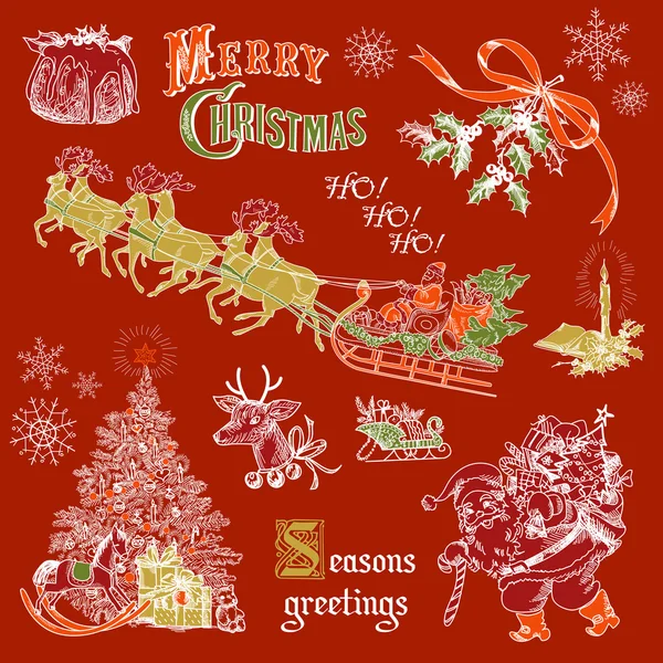 Vintage Christmas doodles — Stock Vector