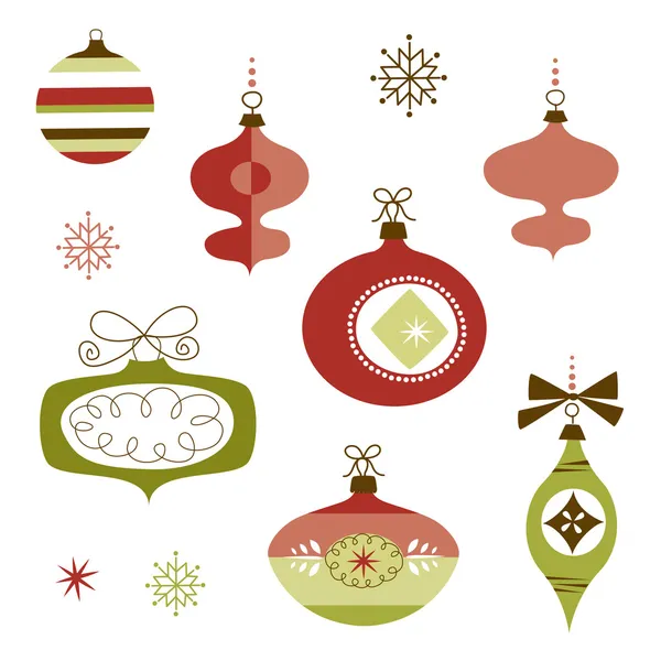 Conjunto de adornos de Navidad retro — Archivo Imágenes Vectoriales