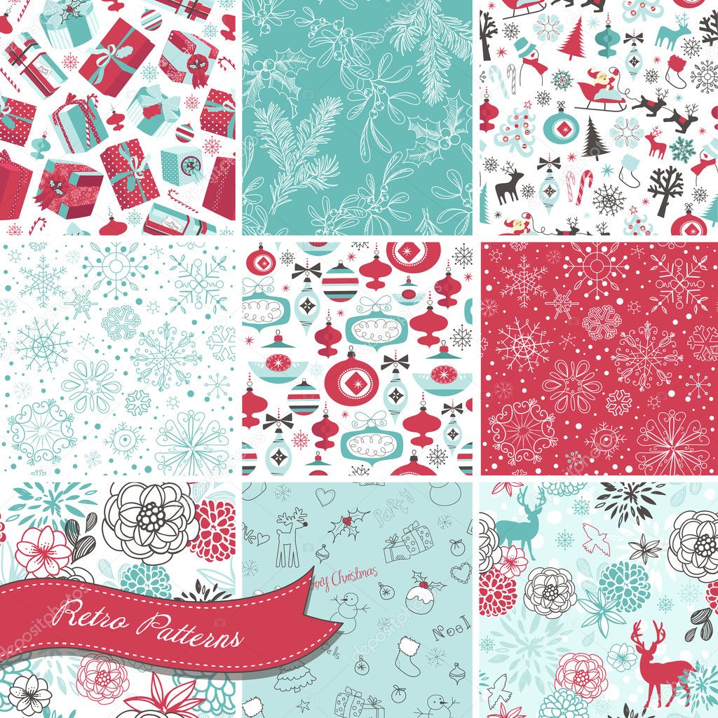 Set of Christmas Seamless backgrounds