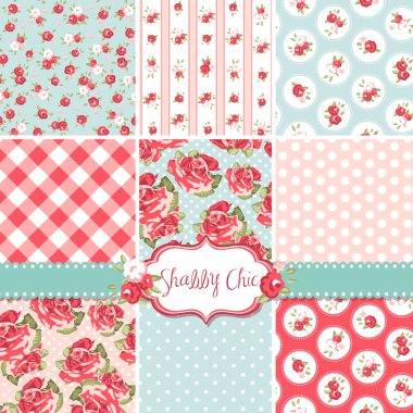 shabby chic gül desenleri ve sorunsuz arka planlar. kumaş ve kağıt veya hurda rezervasyon üzerine baskı için ideal.