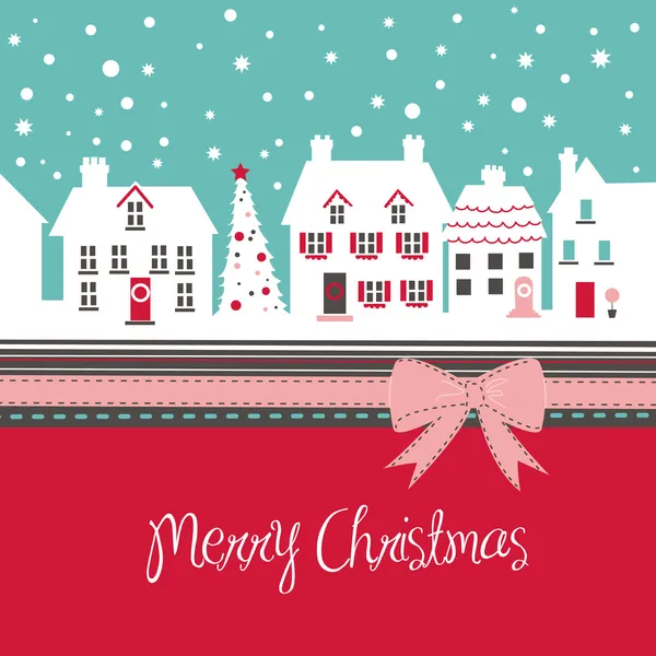 Noel kartı, kışın şirin küçük bir kasaba