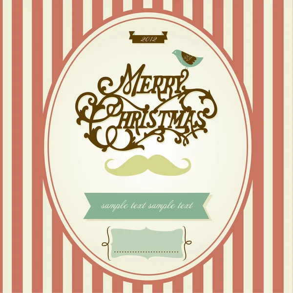 Vintage Mustache plantilla de Navidad — Archivo Imágenes Vectoriales