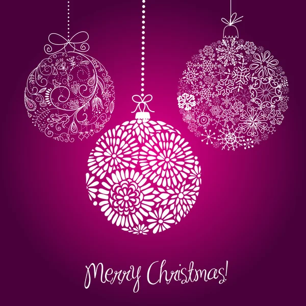 Illustration boules de Noël violet et blanc . — Image vectorielle