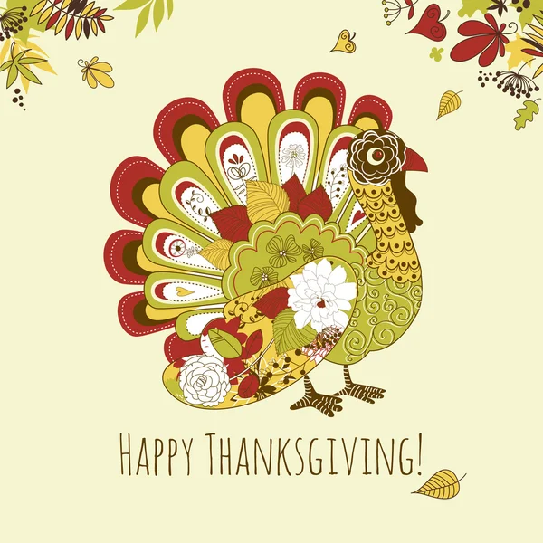 Happy Thanksgiving beautiful turkey card — Stock Vector