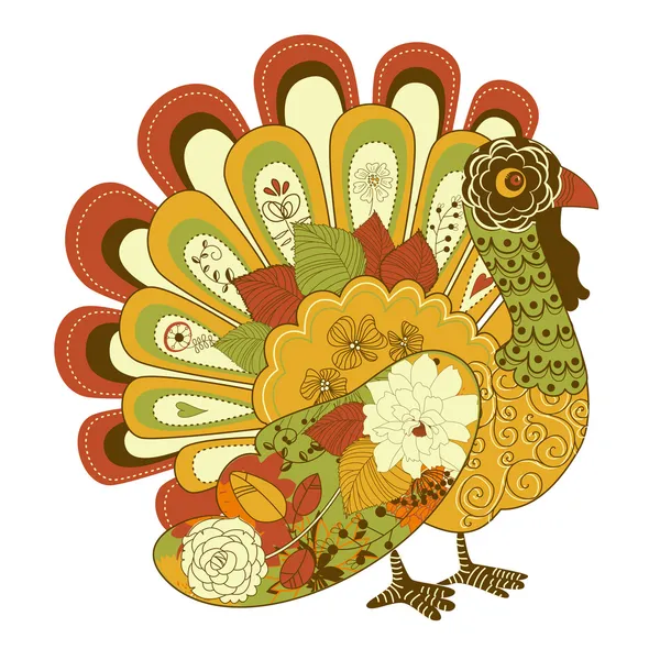 Feliz Acción de Gracias hermosa tarjeta de pavo — Archivo Imágenes Vectoriales