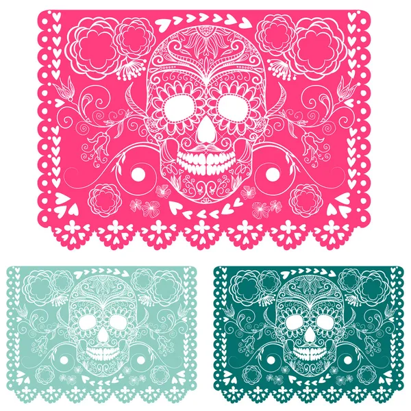 Giorno della decorazione morta. Papel Picado — Vettoriale Stock