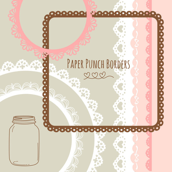 Set of hand-drawn Lace Paper Punch Borders