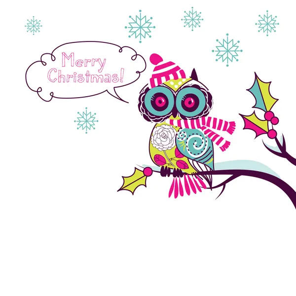 可爱的圣诞猫头鹰 — 图库矢量图片
