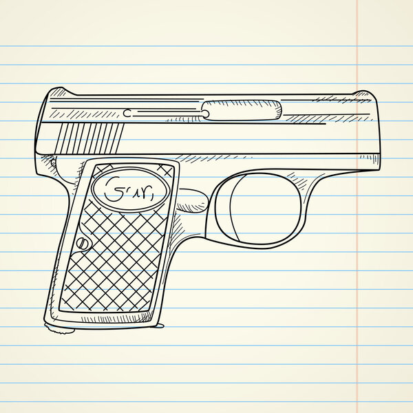 Vector illustration of a gun on paper background