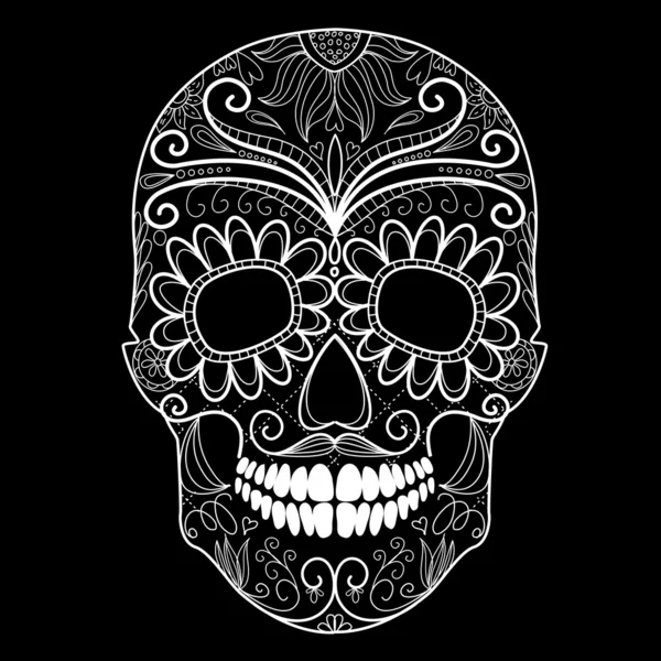 Day of The Dead black and white Skull — Stock Illustration Day of The Dead black and white Skull Vector Graphics