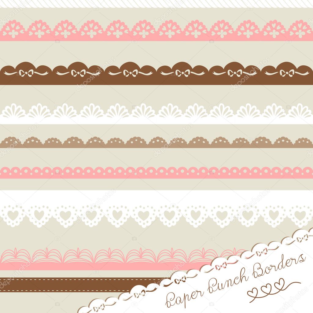 Set of hand-drawn Lace Paper Punch Borders