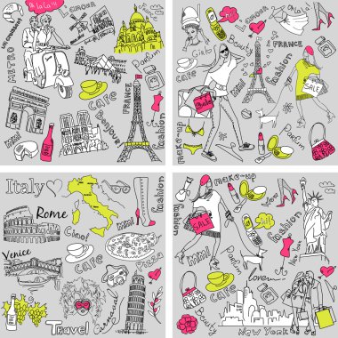 elle çizilmiş Doodles dört harika koleksiyonları