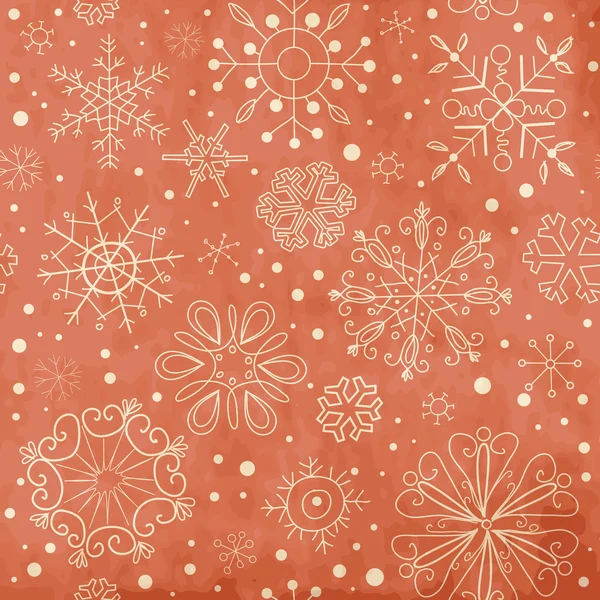 Vintage Red ornamento senza cuciture con fiocchi di neve — Vettoriale Stock
