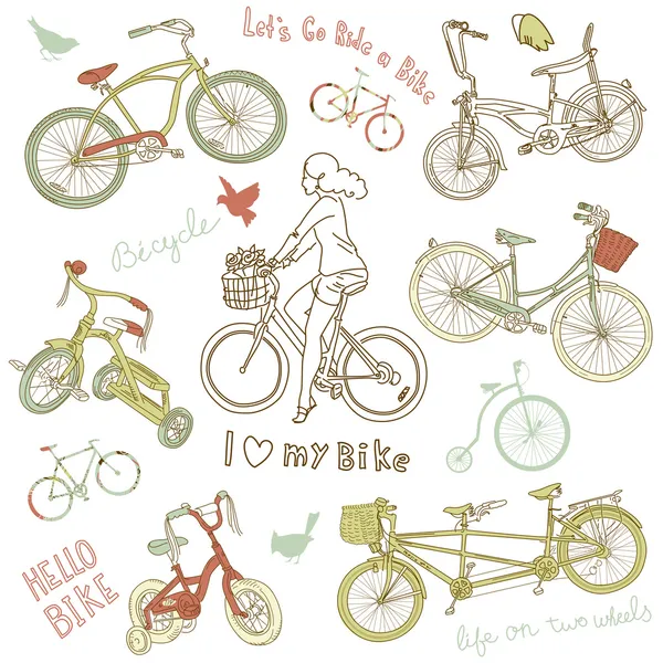 老式自行车套 — 图库矢量图片