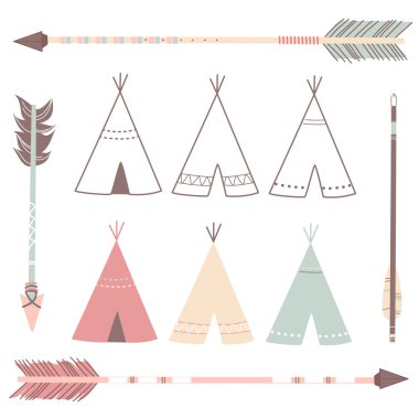Teepee Tents and arrows clipart