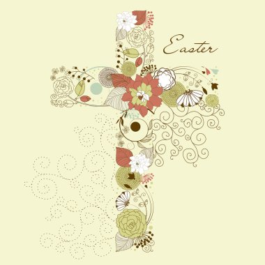 mooie cross gemaakt van bloemen, Paaskaart