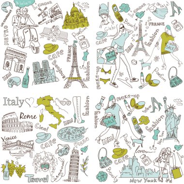 elle çizilmiş Doodles dört harika koleksiyonları