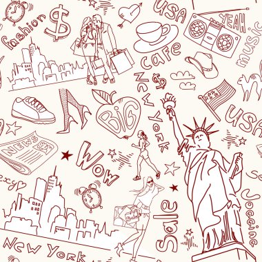 New york Dikişsiz desen doodles