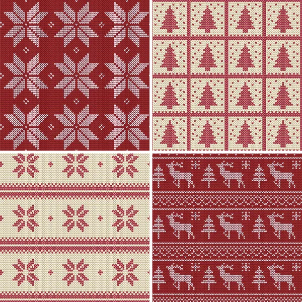 Traditional christmas seamless patterns — Stock Vector