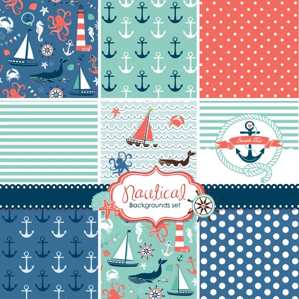 Set of 9 nautical backgrounds Vector Graphics