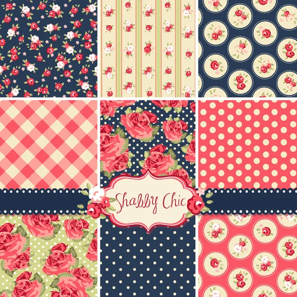 Shabby Chic Rose Patterns Stock Illustration