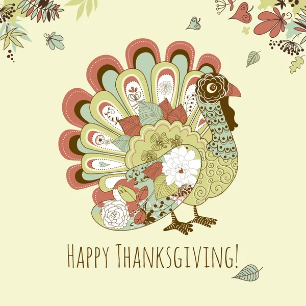 Carte de dinde de Thanksgiving — Image vectorielle