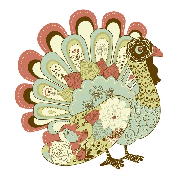 Carte de dinde de Thanksgiving — Image vectorielle