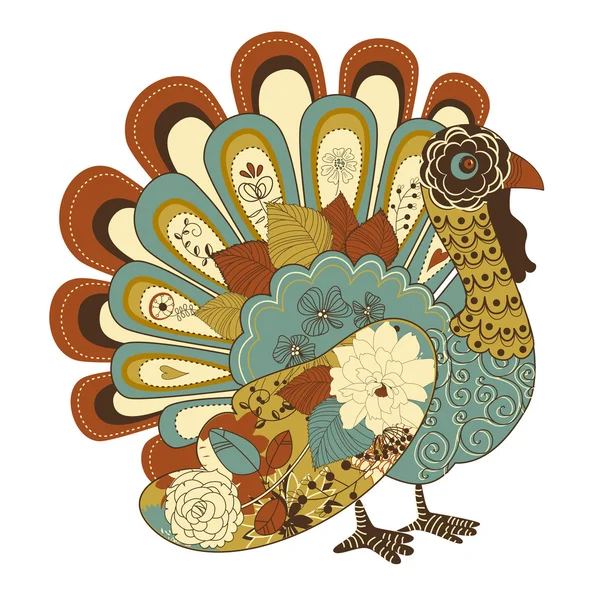 Карточка индейки на День Благодарения — стоковый вектор