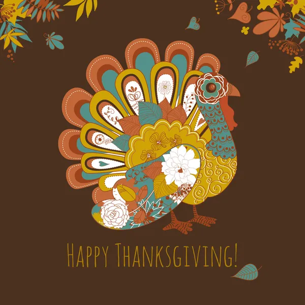 Carte de dinde de Thanksgiving — Image vectorielle