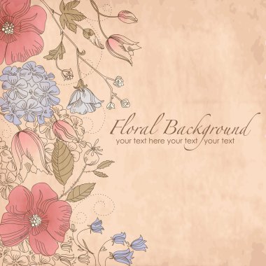 Vintage çiçek tebrik kartı