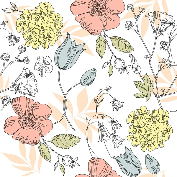 ビンテージ花のパターン — ストックベクタ