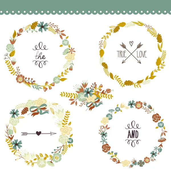 Herfst bloemen Frame collectie — Stockvector