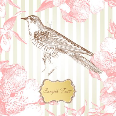 İçinde kuş olan klasik bir kart.