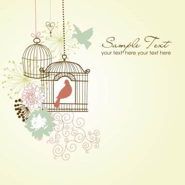 Card with two birds clipart