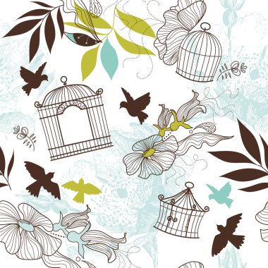 kuşlar ve kuş kafesleri