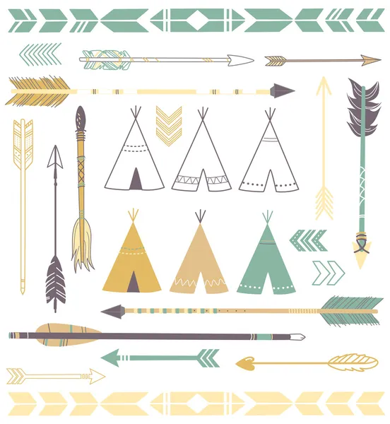 Teepee Tents and arrows — Stock Vector