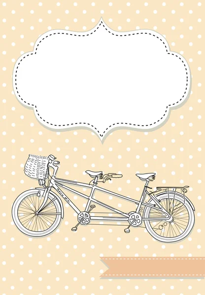 Tándem bicicleta boda invitación — Vector de stock