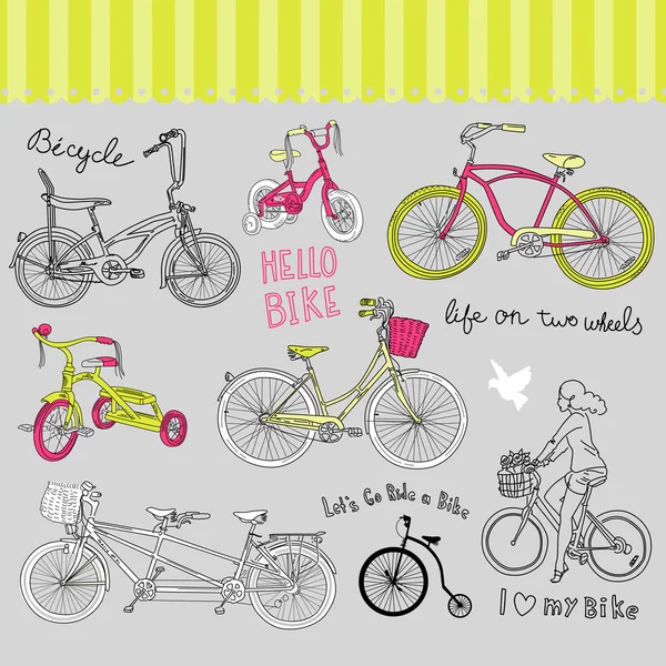 Ensemble de vélo vintage — Image vectorielle