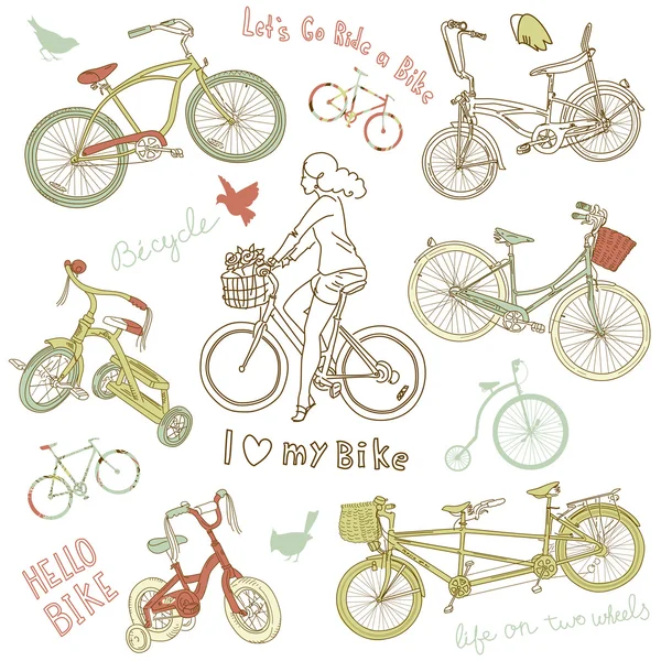 Vintage fiets set — Stockvector