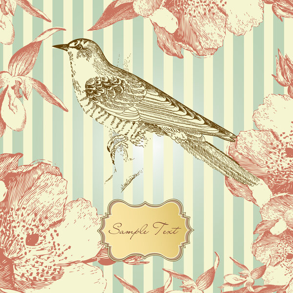 винтажная карта с птицей