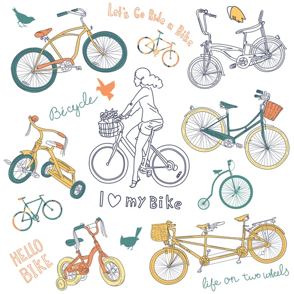 Ensemble de vélo vintage — Image vectorielle