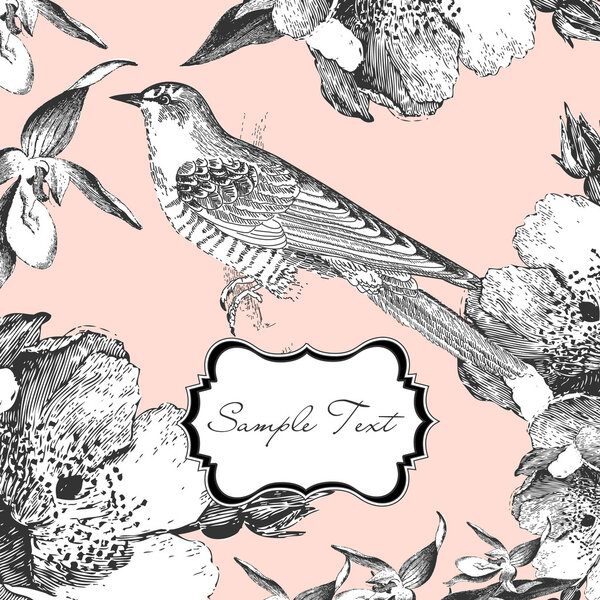 винтажная карта с птицей