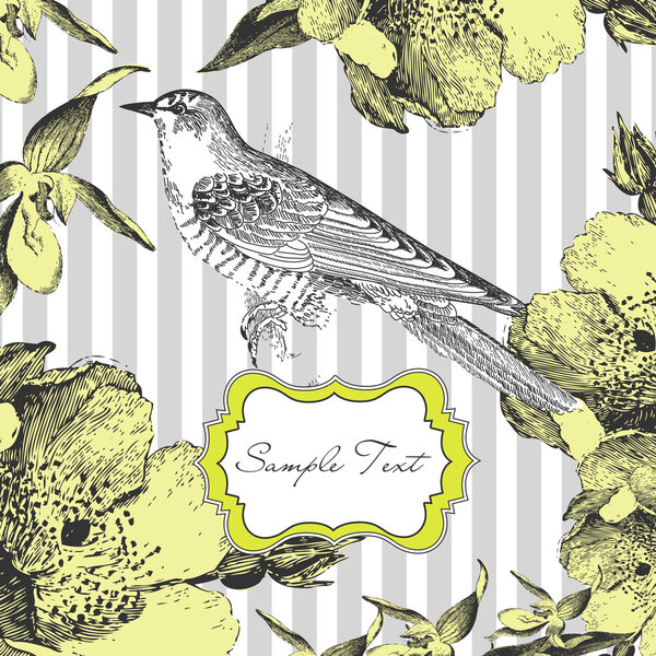 винтажная карта с птицей