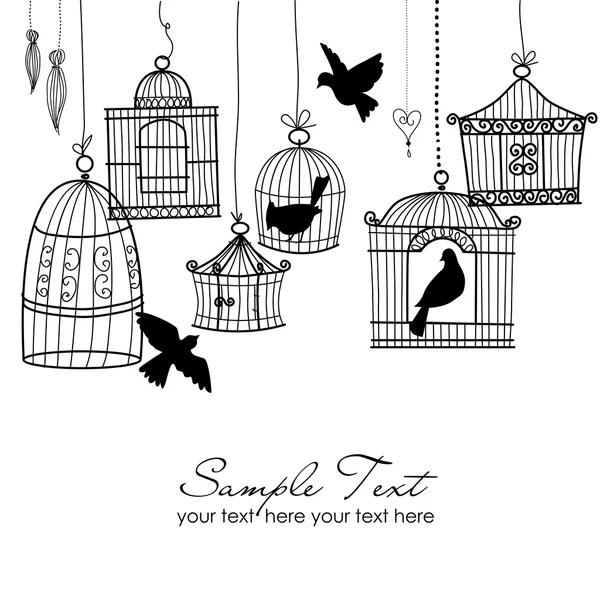 Vintage bird cages — Stock Vector