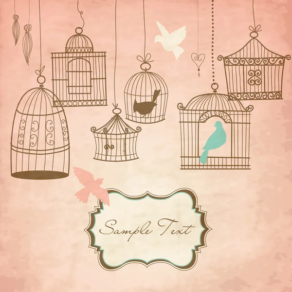 Vintage bird cages. — Stock Vector