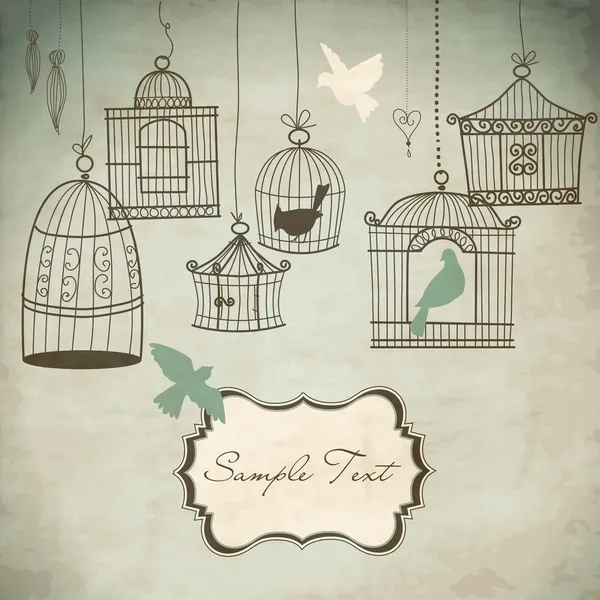 Cages à oiseaux vintage . — Image vectorielle