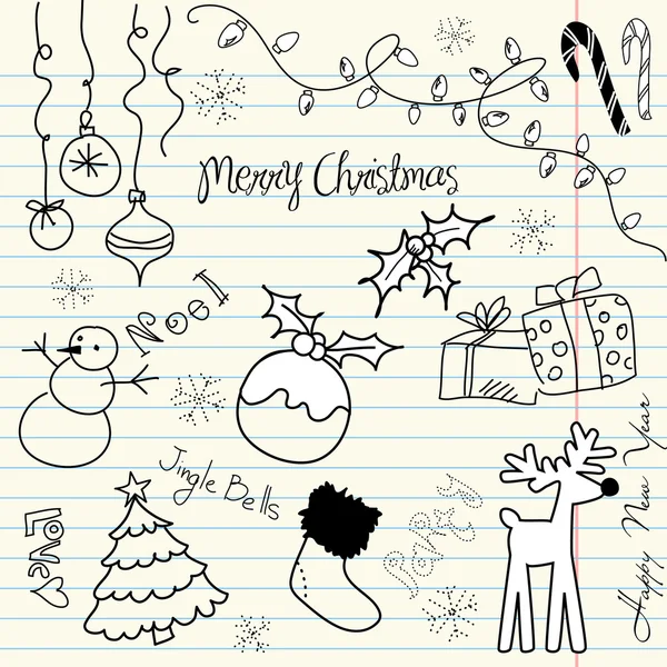 Kerstmis doodles — Stockvector