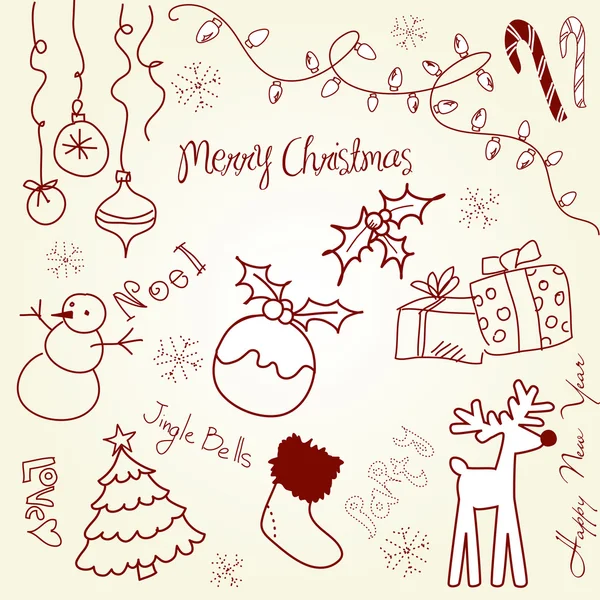 Kerstmis doodles — Stockvector